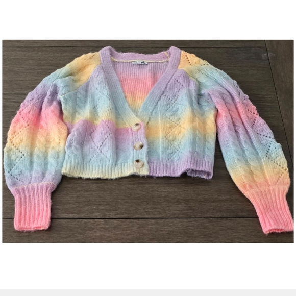 Fashion Nova Rainbow Bliss Cropped Cardigan, Size L - Picture 6 of 11